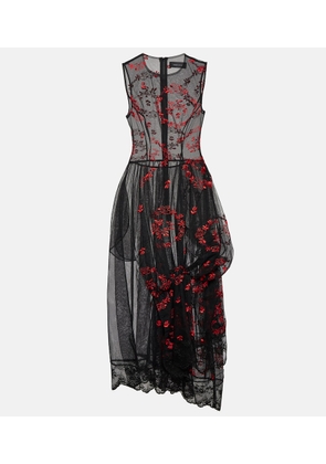 Simone Rocha Floral embroidered tulle midi dress