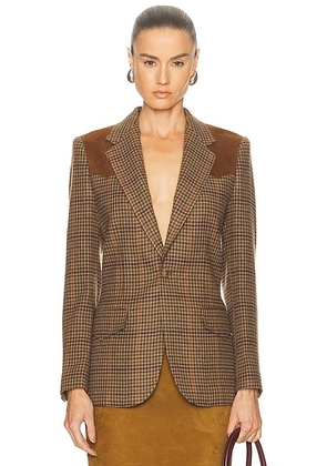 Polo Ralph Lauren Houndstooth Blazer in 1927 Olive Multi Houndstooth - Brown. Size 2 (also in 4).