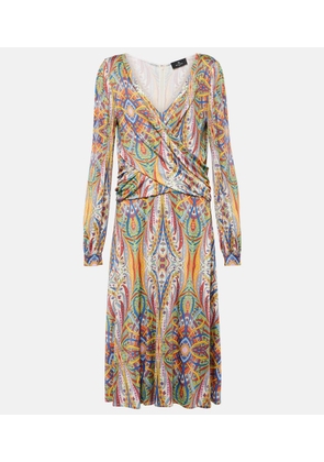 Etro Printed gathered jersey midi dress