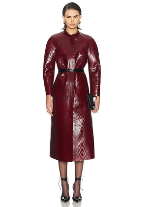TOM FORD Leather Duchesse Biker Coat in Ruby Red - Red. Size 34 (also in 36).