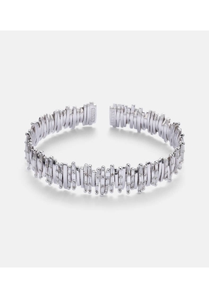 Suzanne Kalan 18kt white gold cuff bracelet with diamonds