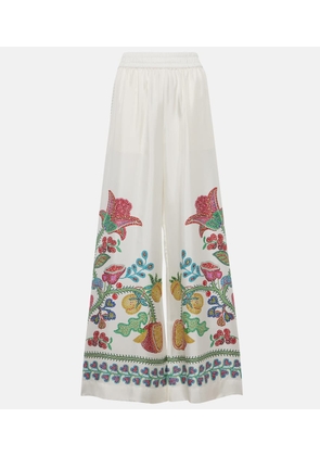 La DoubleJ Printed silk twill wide-leg pants