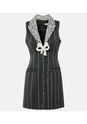 Alessandra Rich Pinstripe wool-blend minidress