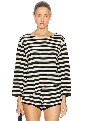 Posse Miles Long Sleeve Top in Cream & Black - Black,Cream. Size L (also in M, S, XS).