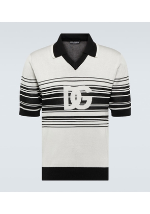Dolce&Gabbana Logo striped silk jacquard polo shirt