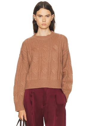 SABLYN Tristan Crewneck Cable Pullover Sweater in Prairie Sand - Rust. Size L (also in M, S, XS).