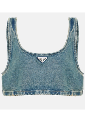 Prada Logo denim bra top