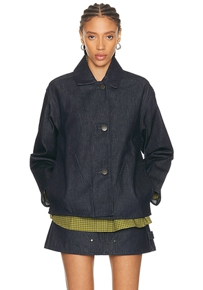 RENGGLI Denim Work Jacket in Shadow - Blue. Size L (also in M, S).