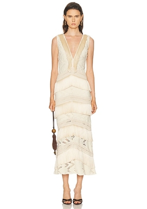 PatBO Lycra Mesh Dress in Beige - Beige. Size L (also in M, S, XS).