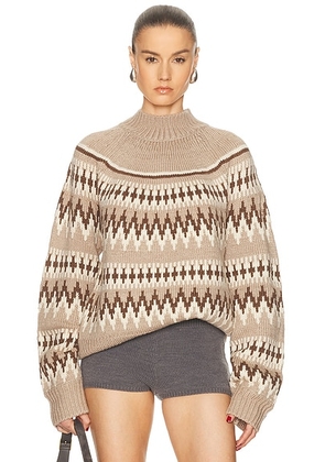 SEROYA Tirza Sweater in Driftwood Fairisle - Brown. Size L (also in S).