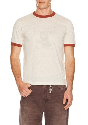 Palmes Celebrazione Ringer Tee in Broken White - White. Size L (also in M, S, XL/1X).
