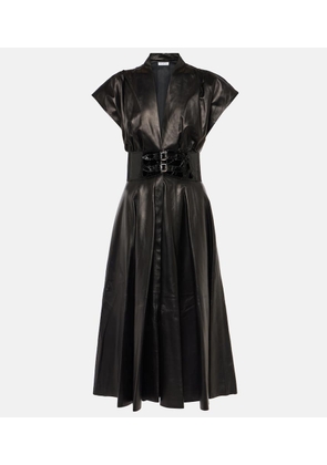 Alaia Belted leather midi dress