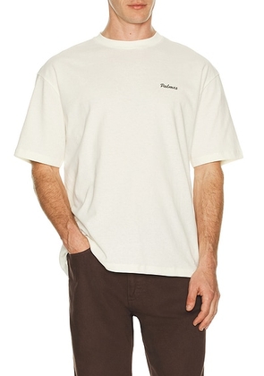 Palmes Stitch Tee in Off White - White. Size L (also in M, S, XL/1X).