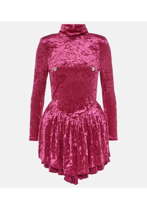 Rotate Pleated velvet mini dress