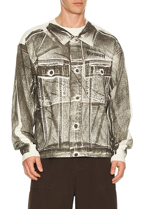 Pleasures Trucker Heavyweight Long Sleeve Tee in Bone - Black. Size L (also in M, XL/1X).