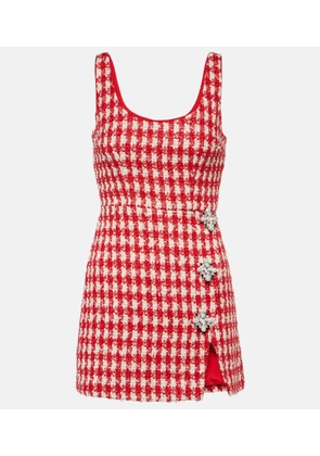 Self-Portrait Checked boucle minidress