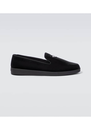 Prada Logo velvet loafers