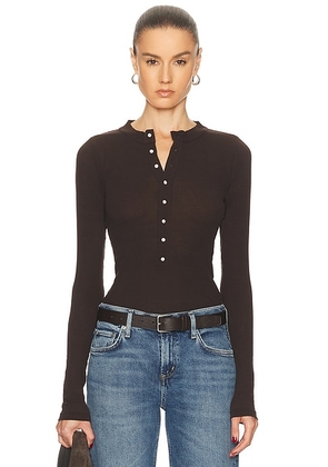 Polo Ralph Lauren Long Sleeve Henley Top in Squire Brown - Brown. Size L (also in M, S, XS).