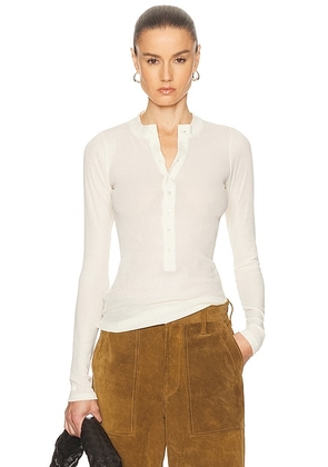 Polo Ralph Lauren Long Sleeve Henley Top in Warm White - Cream. Size L (also in S, XS).