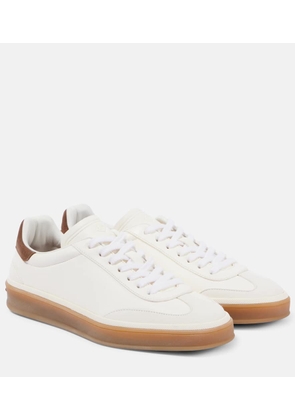 Loro Piana Tennis Walk suede-trimmed leather sneakers