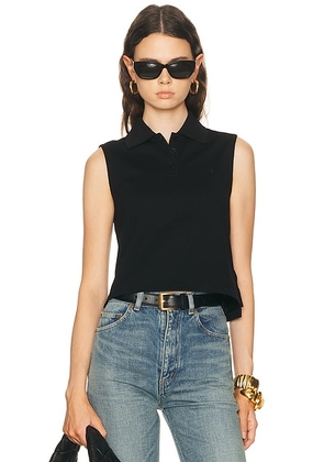 Saint Laurent Polo Sleeveless Top in Noir - Black. Size L (also in M).