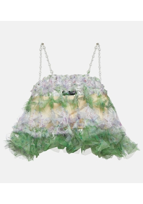 Susan Fang Embellished tulle crop top