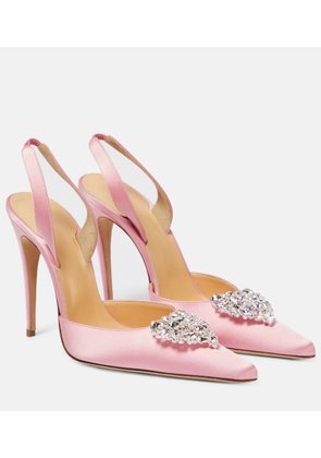Magda Butrym Crystal-embellished satin slingback pumps