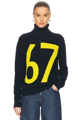 Ralph Lauren Collection Turtleneck Sweater in Icon Navy & Racing Yellow - Navy. Size L (also in M, S, XS).
