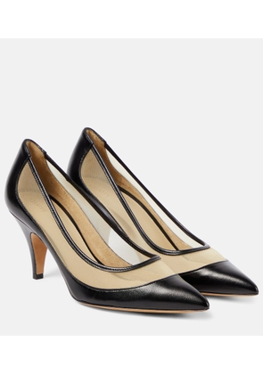 Khaite River leather and mesh pumps