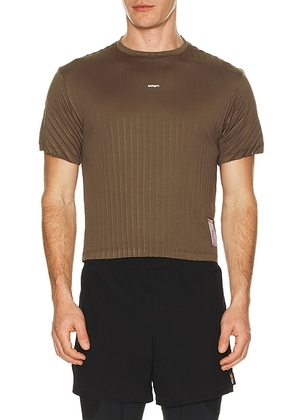 Satisfy Auralite Pleated Tee Shirt in Olive - Brown. Size M (also in S, XS).