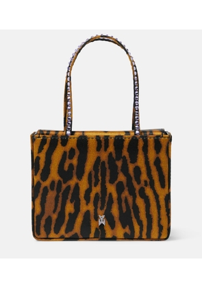 Amina Muaddi Superamini leopard-print satin tote bag