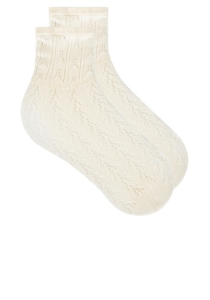 SWEDISH STOCKINGS Erica Crochet Knit Socks in Ivory - Ivory. Size all.