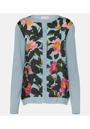 Oscar de la Renta Printed silk-trimmed cardigan