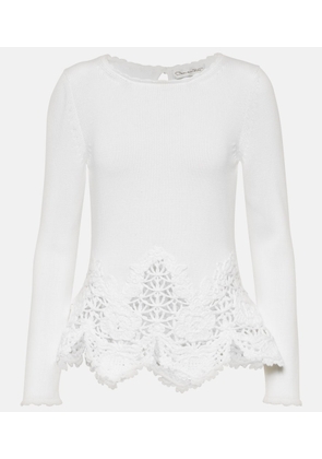 Oscar de la Renta Lace-trimmed cotton sweater