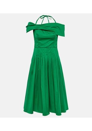 Oscar de la Renta Off-shoulder silk midi dress