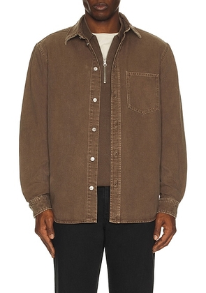 SAMSOE SAMSOE Sadamon P Overshirt in Washed Canteen - Brown. Size L (also in M, S, XL/1X, XXL/2X).