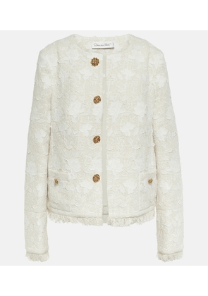 Oscar de la Renta Gardenia embroidered tweed jacket