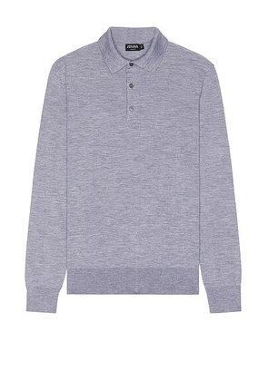 Zegna Casheta Long Sleeve Polo in Grey - Grey. Size 46 (also in 50, 52).
