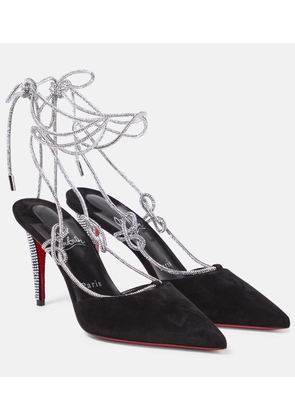 Christian Louboutin Astrid Lace Strassita 85 suede pumps