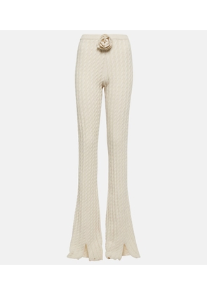 Magda Butrym Floral-applique split-hem flared pants