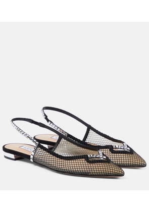 Aquazzura Forbidden Love mesh and suede slingback flats