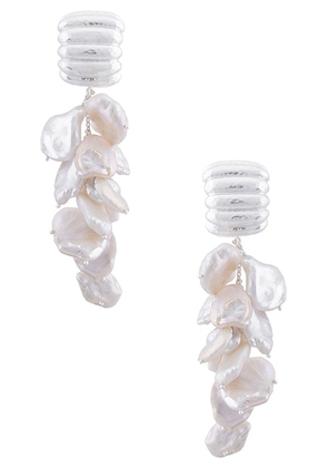 VALERE Emerge Earrings in Silver & Pearl - Metallic Gold. Size all.