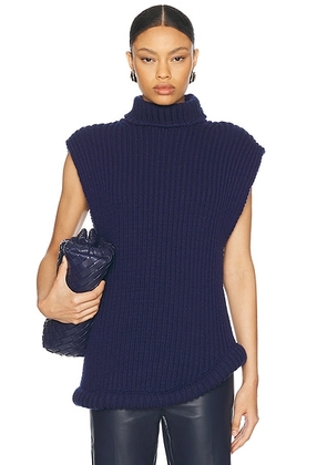 Victoria Beckham Sleeveless High Neck Sweater in Ink Blue - Navy. Size M (also in ).