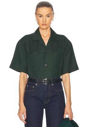 WAO Boxy Linen Shirt in Forest Green - Dark Green. Size S (also in ).