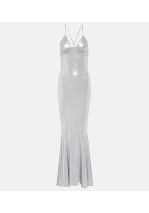 Norma Kamali Metallic jersey lame gown