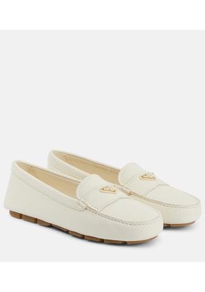 Prada Logo leather moccasins