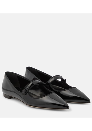 Manolo Blahnik Campari patent leather Mary Jane flats