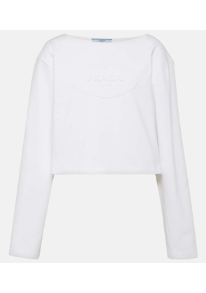 Prada Logo cotton jersey crop top