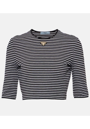 Prada Logo cotton-blend crop top