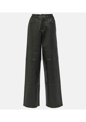 Stouls High-rise leather wide-leg pants